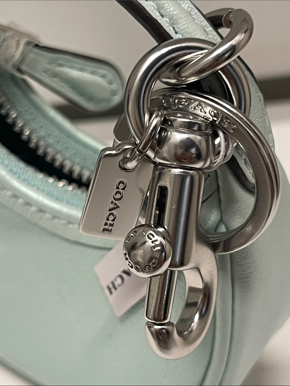 Coach Mini Carmen Crescent Keychain Bag - Mint iridescent - Picture 3 of 6
